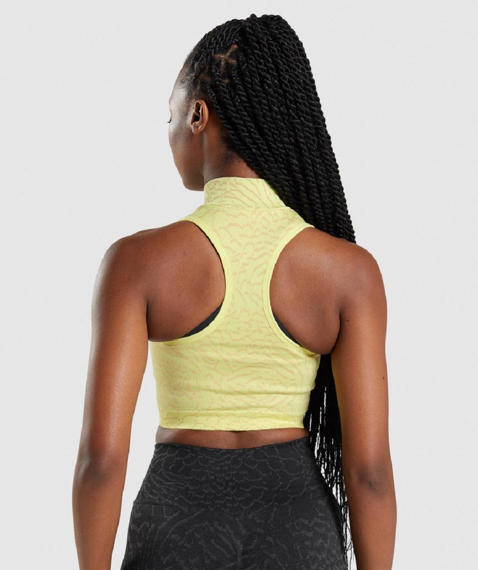 Corp Tops Gymshark Adapt Animal Seamless 1/2 Zip Mujer Amarillo | CO 2465PJJ